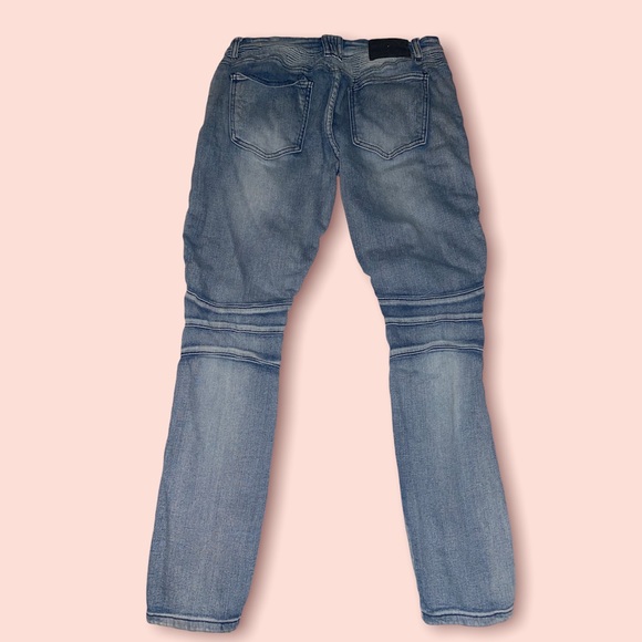 Light Wash Ripped Moto side stripe skinny jeans - Picture 2 of 3